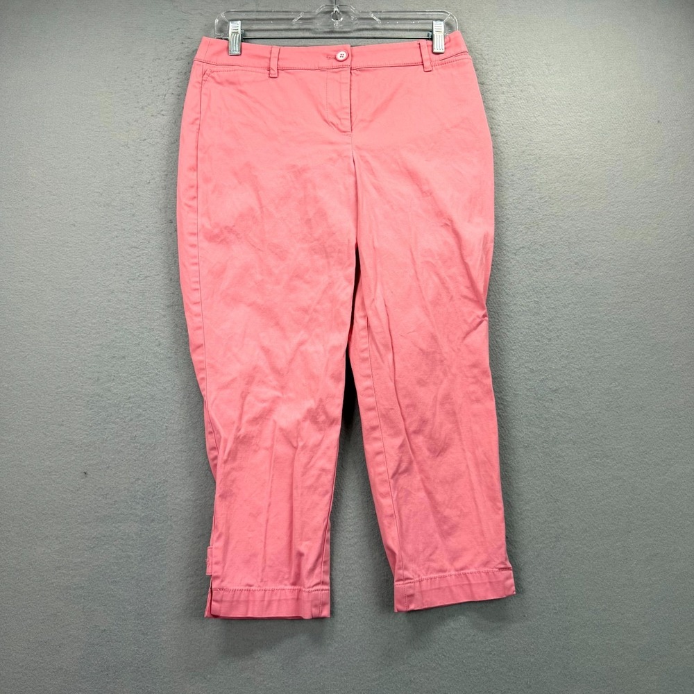 Talbots Perfect Crop Pants Womens 4P Fits 31x22* Coral Pink Stretch Straight Leg